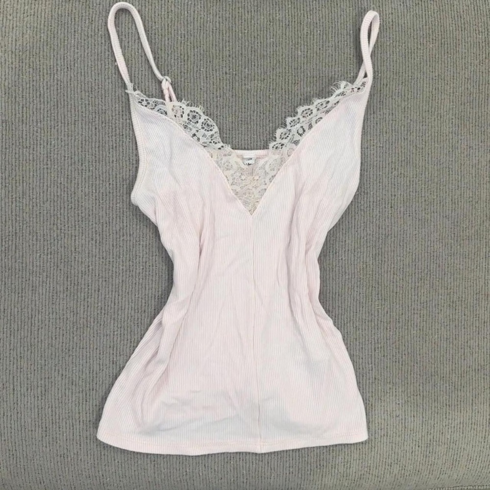 Women's Pink Lace Trim Camisole
